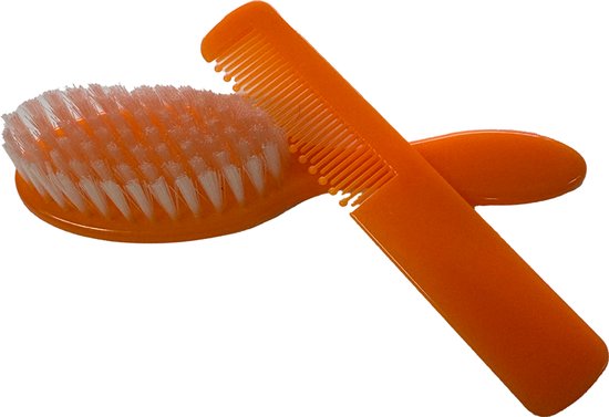 Babyborstel en kam - Babyborstel - Borstel voor je baby - Zachte borstel voor babyharen- Kraamcadeau - Cadeau - Baby accessoire - Babycadeau - Oranje - Set van borstel en kam - CHPN van Merkloos