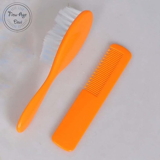 Babyborstel en kam - Babykam - Oranje - Babyborstel set - Zachte borstel van Dresz