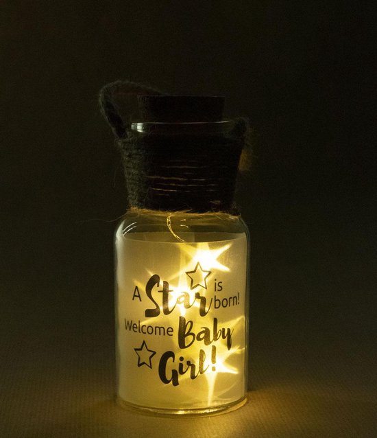 Babycadeau - Kraamcadeau - Geboortecadeau - Meisje - Starlight (groot model) - A star is born! Welcome Baby Girl! - In cadeauverpakking van Starlight