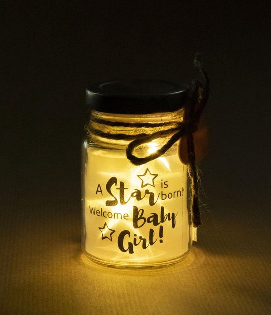 Babycadeau - Kraamcadeau - Geboortecadeau - Meisje - Starlight (klein model) - A star is born! Welcome Baby Girl! - In cadeauverpakking van BlissGift.