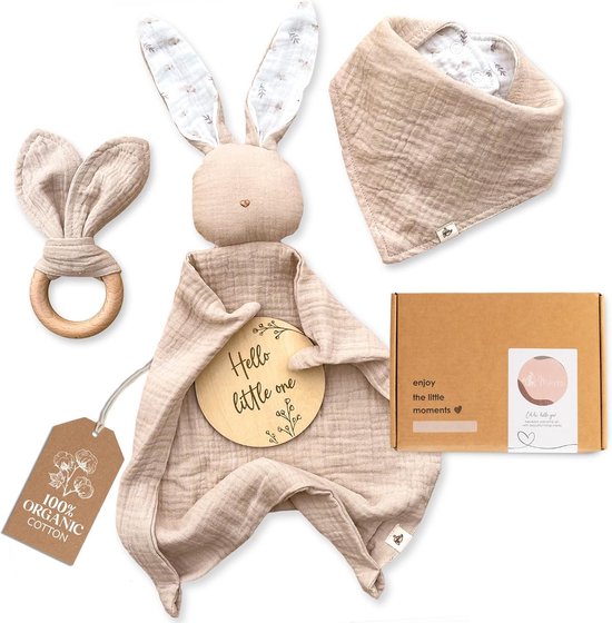 Babycadeauset mousseline - Beige