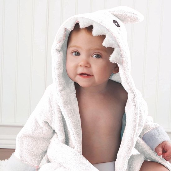 Babycure Badjas | Shark White | Haai | witte badjas voor na douche en bad | Leuk voor kinderen en voor mee op vakantie! van Babycure