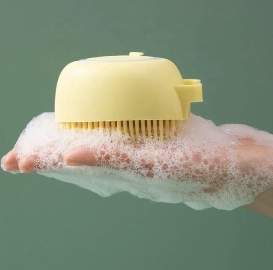 Babycure Siliconen Haarborstel - Yellow Brush - Shampoo massage borstel - Leuk om kado te geven! van Babycure