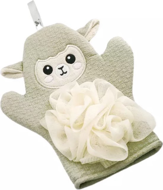 Babycure Washand | Groen | Baby Shower gloves | Washandje voor in bad of douche van Babycure