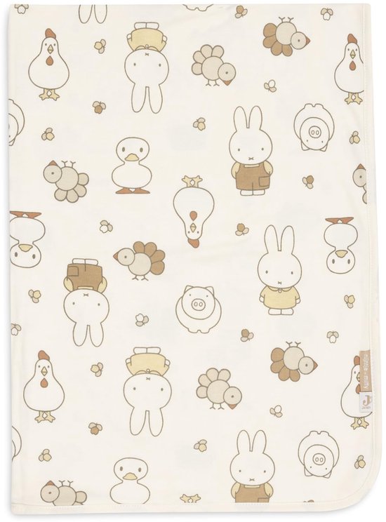 Babydeken Jersey, Miffy Family Farm, 75X100Cm, 100% Jersey Katoen, Knuffeldeken Voor Babywieg, 1.0 Tog, Oeko-Tex Gecertificeerd