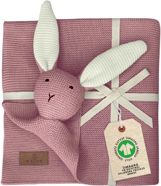 Babydeken Knuffel - Knuffeldoekje baby - Geborgenheid bieden - 2-in-1 ontwerp - Baby formaat - Bessenkleur