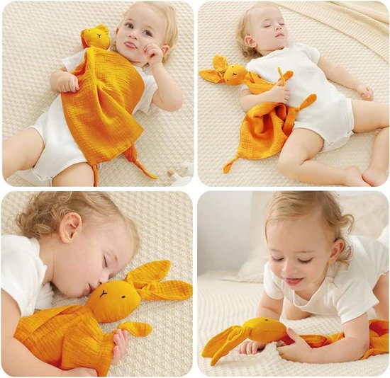 Babydeken Knuffel - Zacht Veiligheidsdoekje - Baby Troosten - Dubbele Laag Katoen - Khaki van Merkloos