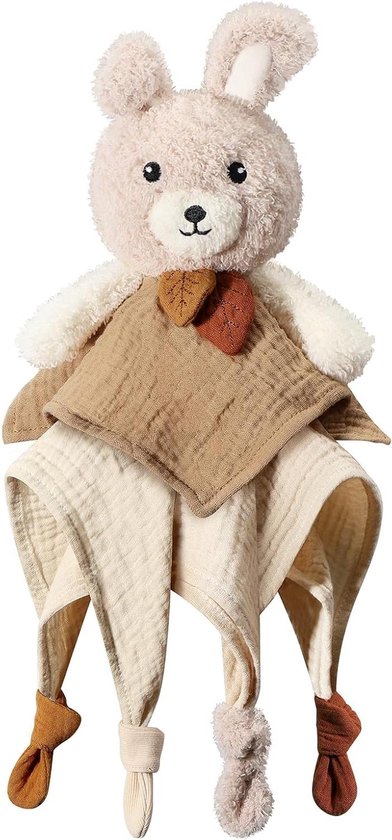 Babydeken Konijntje - Knuffel Zacht - Kind Kalmeren - Oeko-Tex Certificaat - 35.6 cm - Beige