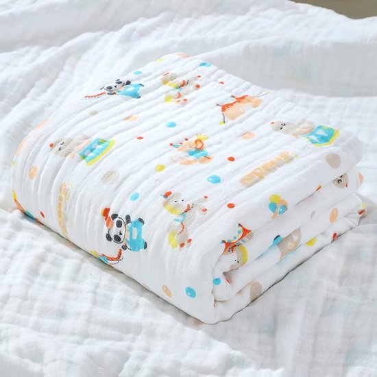 Babydeken Mousseline - Knuffeldeken Wikkeldoek - Baby Verzorgen - 6-laags Katoen Gaas - 110 x 110 cm - Panda