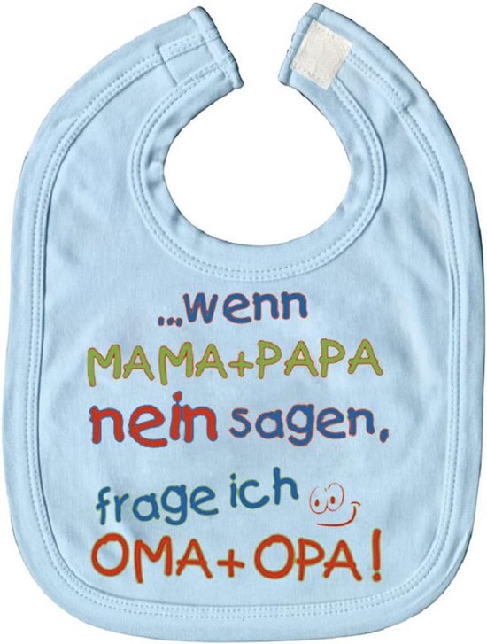 Babydoek met Oma en Opa opdruk - zacht biologisch katoen - blauw