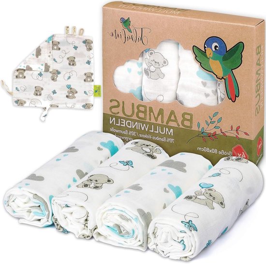 Babydoeken Bamboe - Hydrofiele doeken - Babyverzorging - Extra zacht - 80 x 80 cm - Naturel