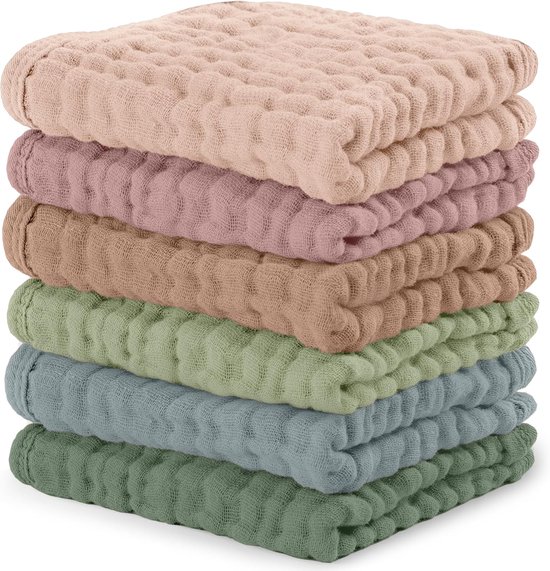 Babydoeken Mousseline - Spuugdoeken Washandjes - Babyverzorging Thuis - Extra Absorberende Lagen - 25 x 50 cm - Meerkleurig van Merkloos