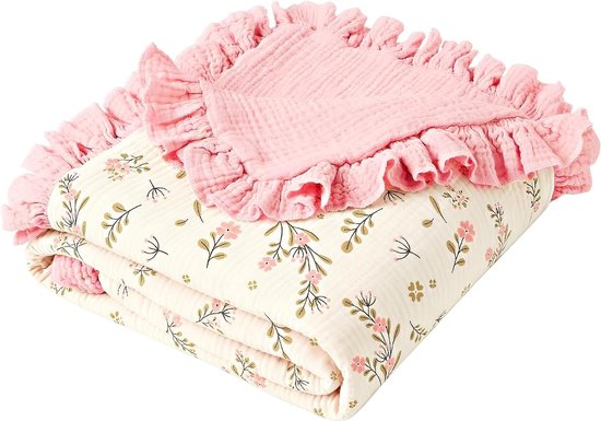 Babydoekje van 100% katoen - 120 x 120 cm - Zacht en ademend doekje - Voor babymeisjes en -jongens - Roze