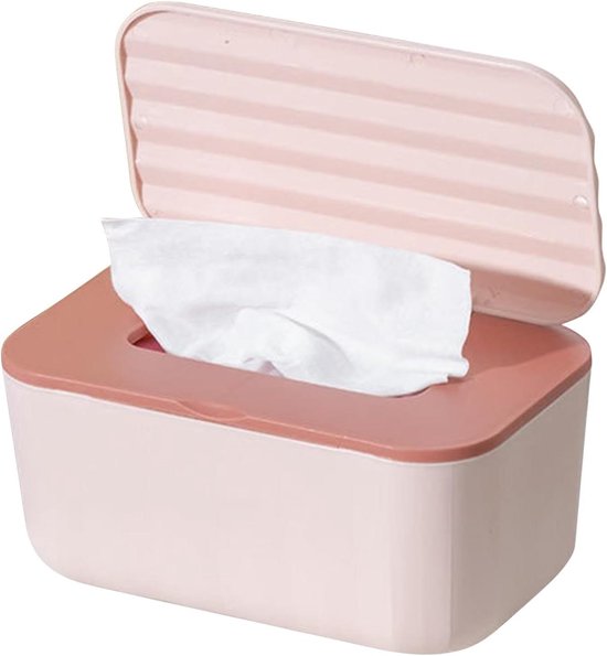 Babydoekjes Dispenser - Opvulbare Tissue Houder - Babykamer Organisatie - Stofdichte Afsluitbare Box - 20x12x9.5 cm - Roze