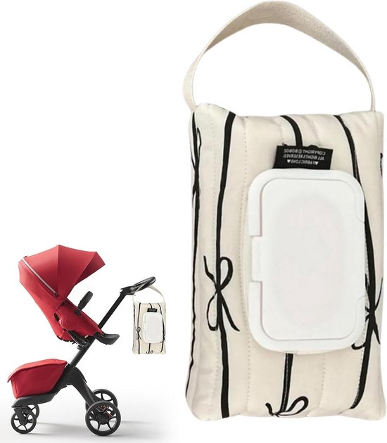 Babydoekjes Dispenser - Vochtig Doekjes Houder - Hygiënisch Opbergen - Met Klepdeksel - 24 x 15 x 6 cm - Ivoor