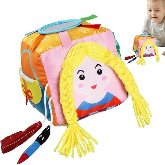 Babydoekjes Doos Speelgoed - Sensory Box Baby - Baby Ontwikkeling - Zachte Stof - 16x16x16 cm - Multicolor