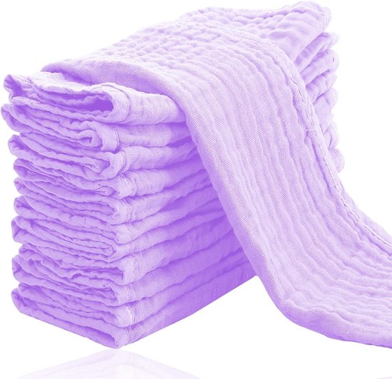 Babydoekjes Muslin - Spuugdoekjes Katoen - Baby Verzorging - Extra Zacht Absorberend - 50 cm - Lila
