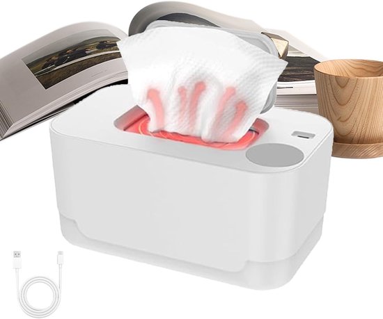 Babydoekjes warmer - Doekjes dispenser - Comfortabel verschonen - Gelijkmatige verwarming - 20x10x10 cm - Wit