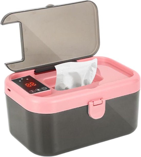 Babydoekjes Warmer - Doekjesverwarmer Dispenser - Baby Verzorging - Instelbare Temperatuur - 21 x 15 x 11 cm - Roze