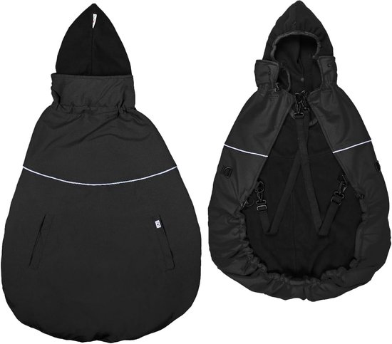 Babydraagtas - Draagtas baby - Bescherming buiten - Omkeerbaar oprolbaar - 72 x 82 cm - Zwart