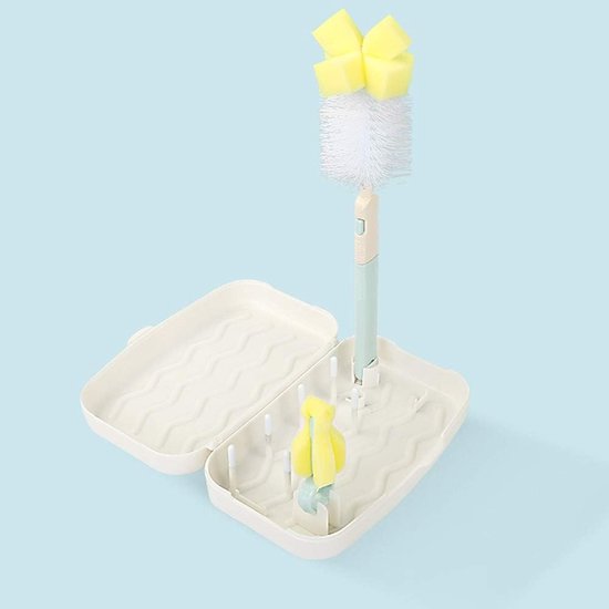 Babyfles Droogrek - Fles Droger - Onderweg Drogen - Inclusief Reiniger - Compact Formaat - Grijs