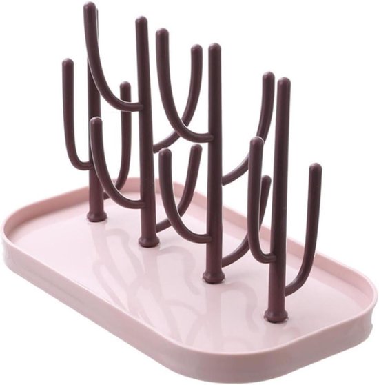 Babyfles Droogrek - Flessenhouder Afdruiprek - Flessen Drogen - Universeel Geschikt - 26 x 16 x 20 cm - Roze