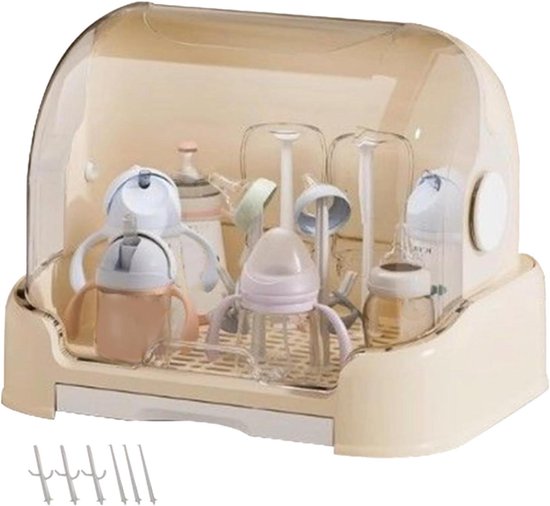 Babyfles Opbergdoos, Babyfles Droogrek Organizer met Cover - Verwijderbare Houder Kwekerij Container voor Fopspeen Schotel Cup Peuter Dagopvang Thuis Aanrecht Reizen