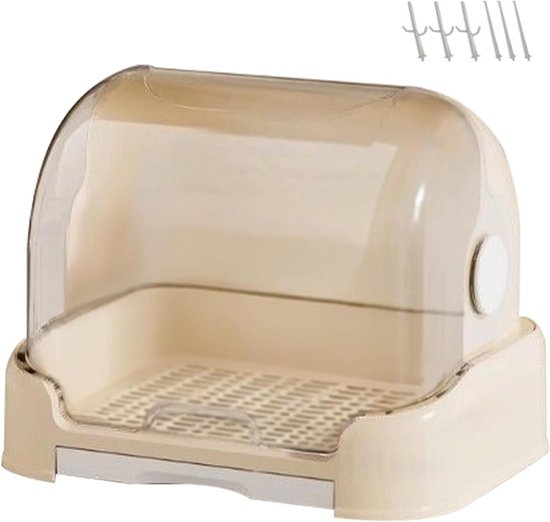 Babyfles Opbergdoos - Fles Droogrek Organizer - Babyvoeding Organiseren - Stofvrij Ontwerp - 26.5B x 26H cm - Romig