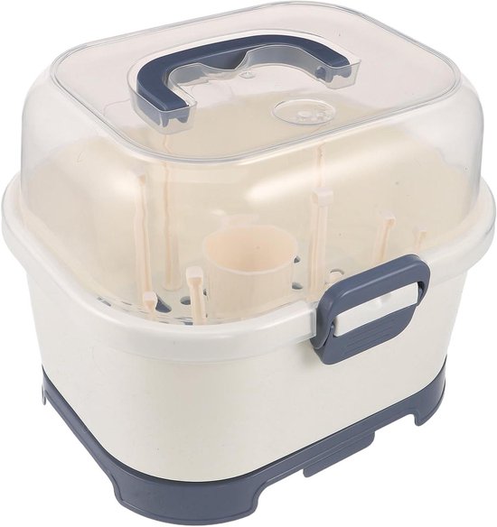 Babyfles Opbergdoos - Flessenorganizer Flessenrek - Babyvoeding Onderweg - Stofdicht Snel Droogrek - 28x26x22CM - Meerkleurig