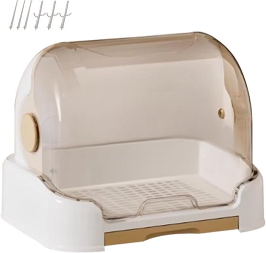 Babyfles Organizer - Droogrek Flessen - Babyvoeding Opslag - Stofdicht Deksel - 26x26x26 cm - Bruin