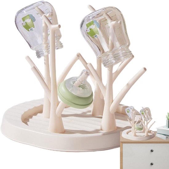 Babyfles Organizer - Fles Droger - Hygiënisch Drogen - Boom-vormig Ontwerp - 26x22x23cm - Beige