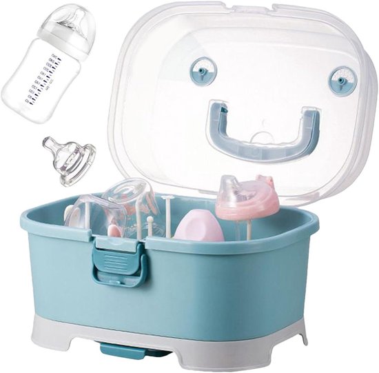 Babyfles Organizer - Flessen Droogrek - Baby Spullen Opbergen - Stofvrije Opbergmand - 35x27x25cm - Blauw