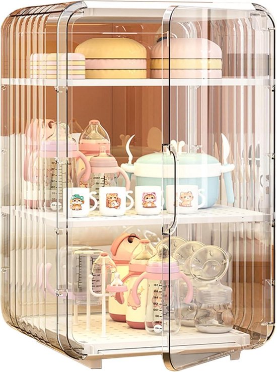 Babyfles Organizer - Flessen Droogrek - Babyvoeding Opslag - Stofdicht Hygiënesysteem - 39.5 x 25 x 24 cm - Wit