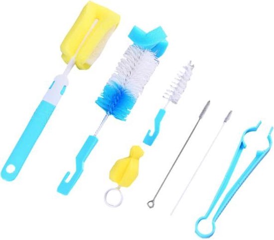 babyfles schoonmaakborstel – Bidon schoonmaken – Dopper cleaner – Reiniger Afwasborstel – Blauw