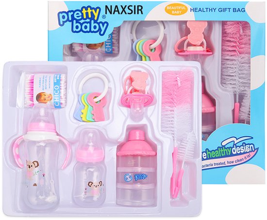 Babyflesjes Set - Voedselveilig Silicone Speentje (0-3 jaar) | Compleet Geschenkpakket voor Pasgeborenen - BPA-vrij & Anti-koliek | Ideaal Kraamcadeau