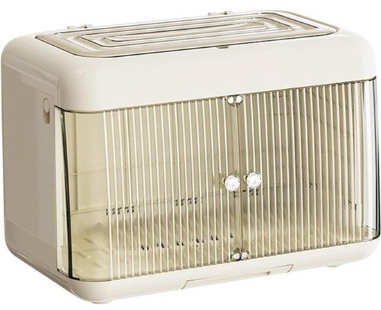 Babyflessenhouder - Flessen droogrek - Babyvoeding organiseren - Stofdichte opslag - 30.5 cm hoog - Crèmekleurig