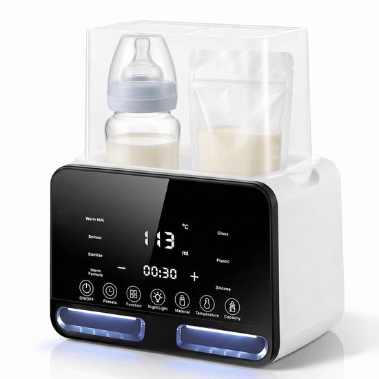 Babyflessenwarmer 220V - Elektrische Flessenwarmer met Temperatuurbehoud - Melkverwarmer voor Babyflessen en Moedermelk - Warmhoudfunctie - 200W - PP - Voor Thuisgebruik