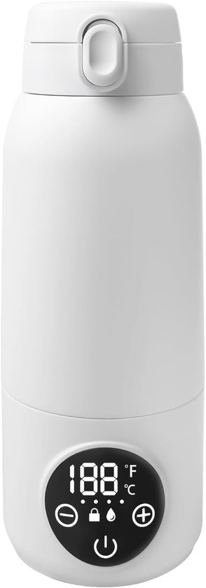 Babyflessenwarmer, draagbare flesverwarmer voor baby's, elektrische melkverwarmer, 500 ml, nauwkeurige temperatuurregeling, 45 °C - 55 °C, BPA-vrij, voor moedermelk en formule, reizen en 's nachts van Merkloos