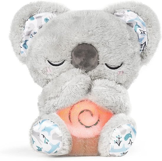 Babyfopspeen Koala met 10 slaapliedjes - Pluche knuffel met witte ruis en licht voor pasgeborenen