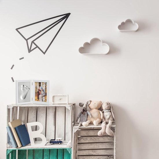 Babyfotolijst met gipsafdruk, set voor handafdruk of voetafdruk, DIY babyafdruk met lijst, wit, hout, 1 stuk van Luna's Essentials