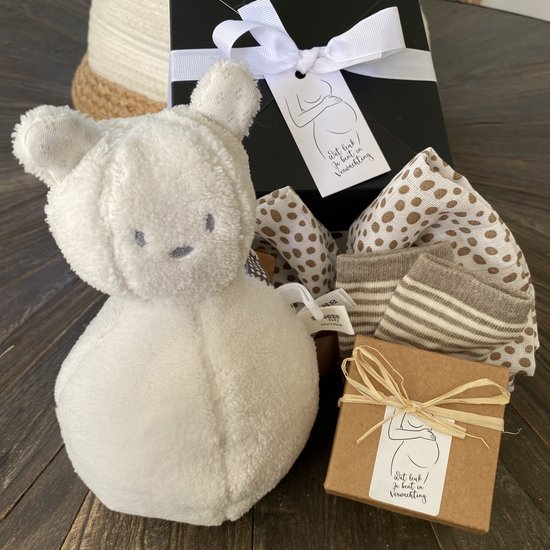 Babygeschenkset Wat leuk, je bent in verwachting - baby geschenkset - cadeau zwangerschap - babyshower - 4 delig - geschikt voor zowel jongen als meisje van Wielka.