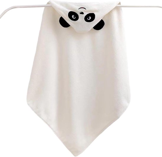 Babyhanddoek met capuchon - Badhanddoek baby - Baby badderen - Zacht koraalfluweel - 80 x 80 cm - Panda