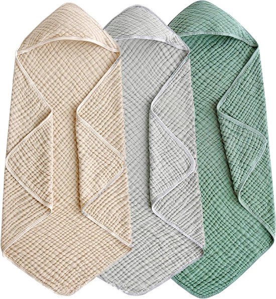Babyhanddoek met capuchon - Badhanddoek baby - Baby baden - Zacht koraalfrotté materiaal - 90 x 90 cm