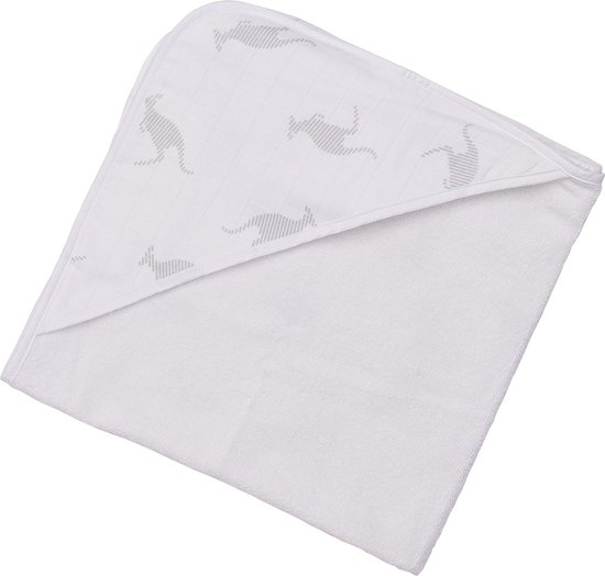 Babyhanddoek met capuchon, badhanddoek, dubbelzijdige babyhanddoek met capuchon, grijze Kanga van Kikadu