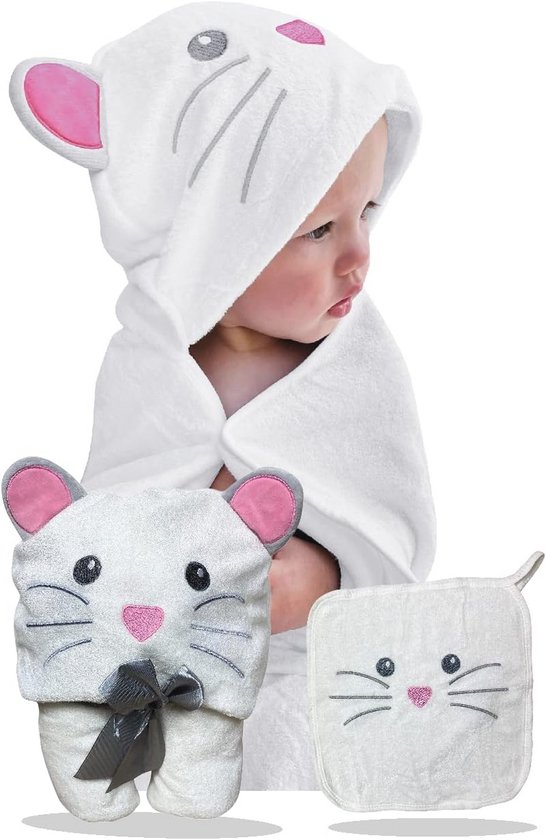 Babyhanddoek met Capuchon en Washandje - Schattig Muisdesign voor Kinderen