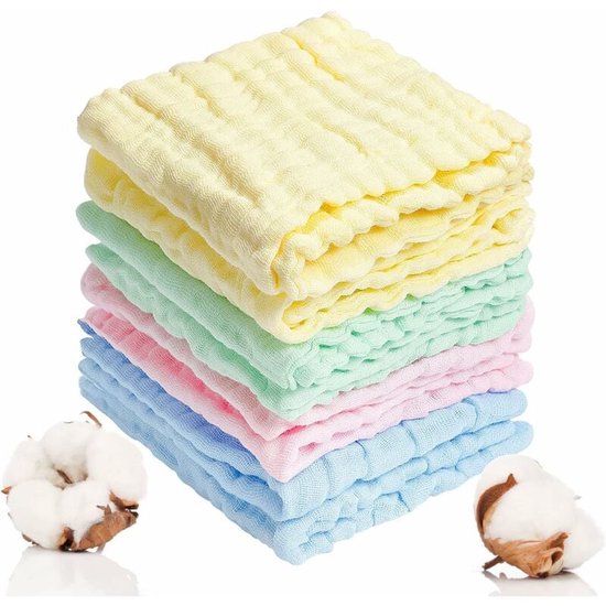 Babyhanddoeken (8-pack) - 30 x 30 cm - Machinewasbaar - Zacht katoen - Babyhanddoeken - Zachte washandjes voor pasgeborenen, zacht voor de gevoelige huid - Cadeau voor pasgeborenen - Verkrijgbaar in meerdere kleuren van Merkloos