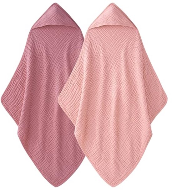 Babyhanddoeken met capuchon - 100% Mousseline Katoen - 2 Stuks voor Pasgeborenen en Peutertjes - Zacht en Ademend - 72 x 70 cm van Nimaja