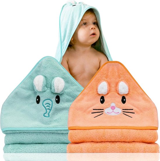 Babyhanddoeken met Capuchon - 2 Stuks - Perfecte Cadeaus voor Pasgeborenen - Zacht en Absorberend