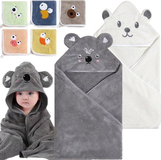 Babyhanddoeken met capuchon - Babywashandjes set - Na het baden - Ultra zacht koraalfleece - 2 stuks 81x81cm