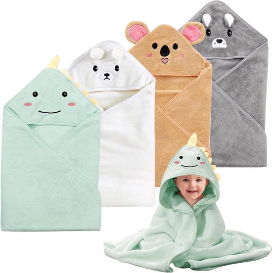 Babyhanddoeken met capuchon - Badcapes - Baby badtijd - Extra zacht koraalfleece - 80 x 80 cm - Meerdere kleuren